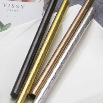 Multiple 8mm Gold Embossed Free Sliver Drinking Stainless Steel Straw