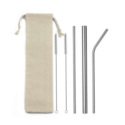 food grade reusable colorful 18/8 stainless steel straw with cotton pouch