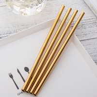 Metal stainless steel reusable gold drinking straw with brush