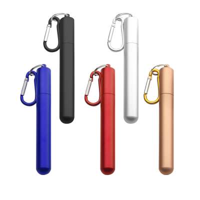 Portable Telescopic Adjustable Stainless Steel Folding Drinking Straw With Case