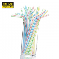 Environmentally friendly 6x200mm red-white Disposable plastic drinking straw