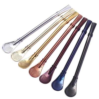 Wholesale Stainless Steel Straw Logo Spoon