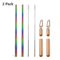 amazon hot selling china 2 pack retractable drinking metal stainless steel straw